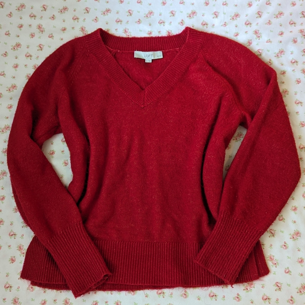 LOFT red v-neck sweater